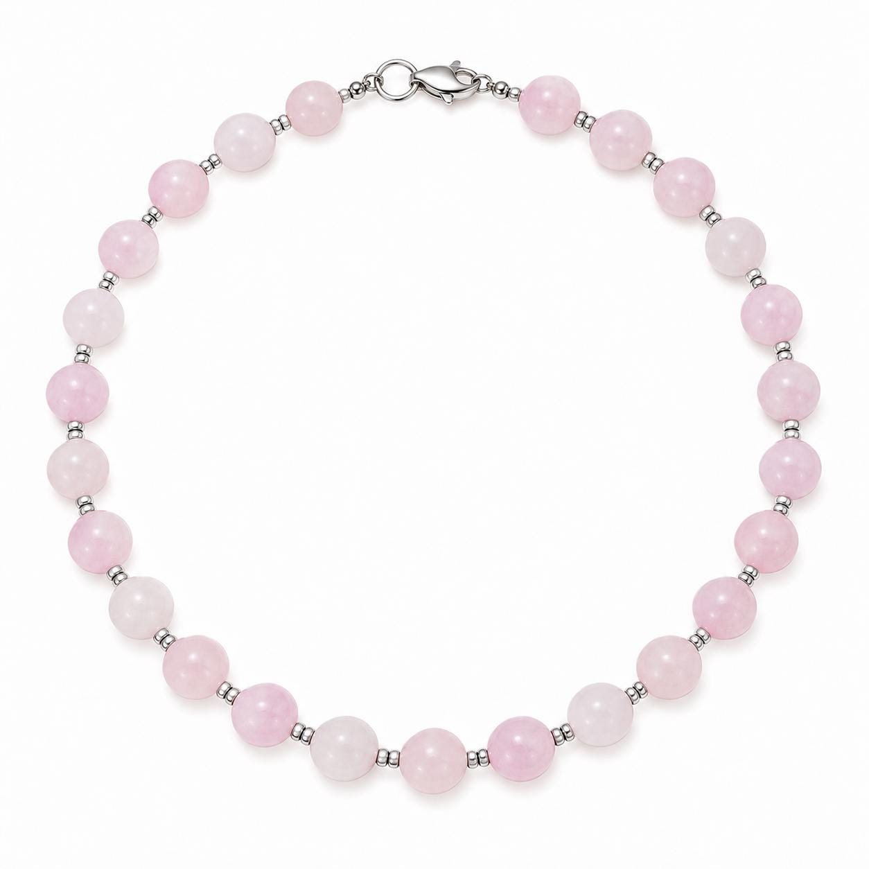 Rose Quartz Necklace, Sterling Silver
