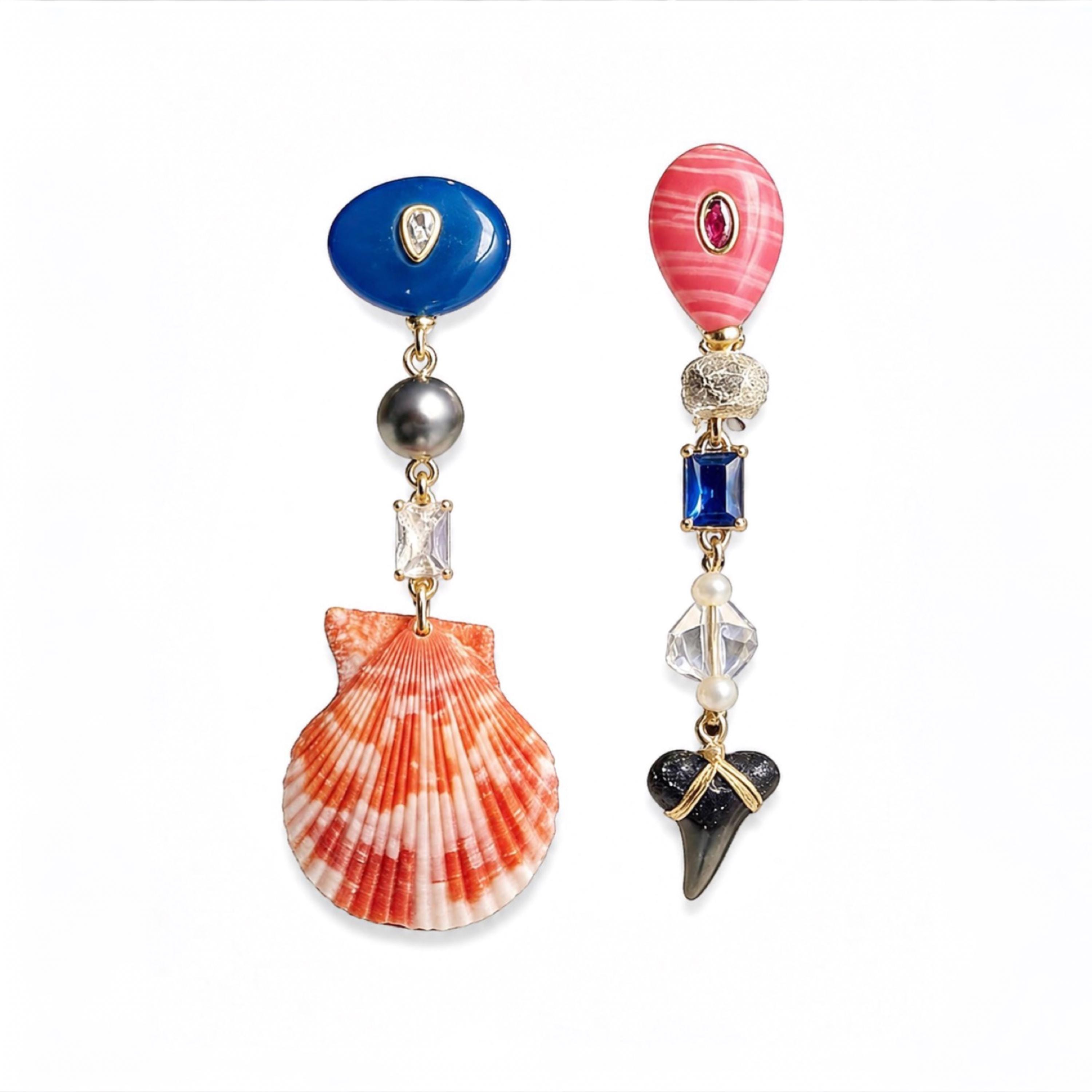 Asymmetric Shark Tooth Earrings