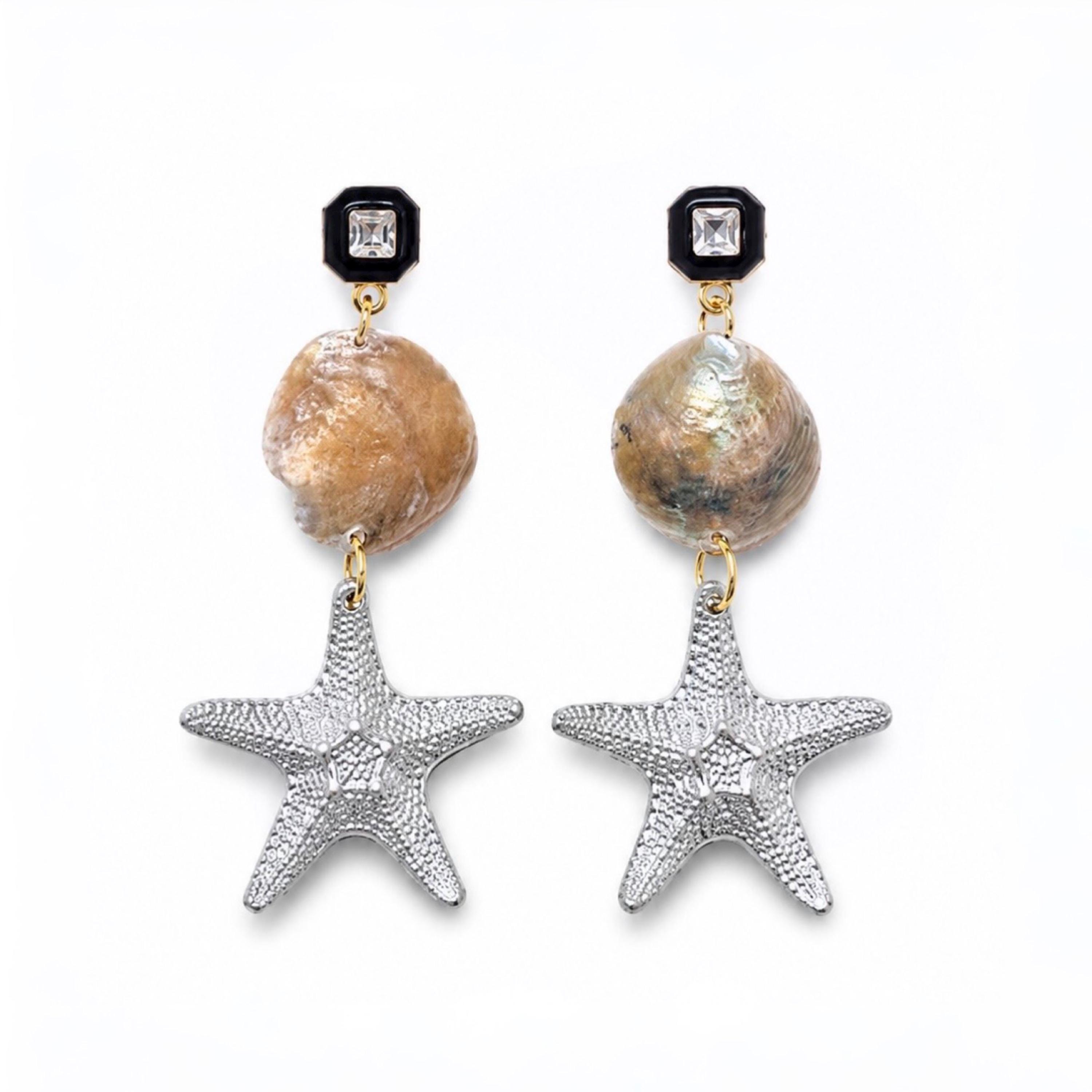 Starfish Jingle Shell Earrings, Montauk Drops