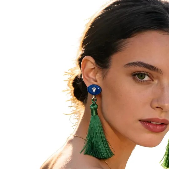 Arden green tassel earrings